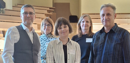 Members of the Board of the ISHD in Wroclaw on 11 September, 2025; from left: prof. A. Palikidis, Dr. A. John, prof. J. Wojdon, Dr. M. Oja, prof. B. Vajda. 